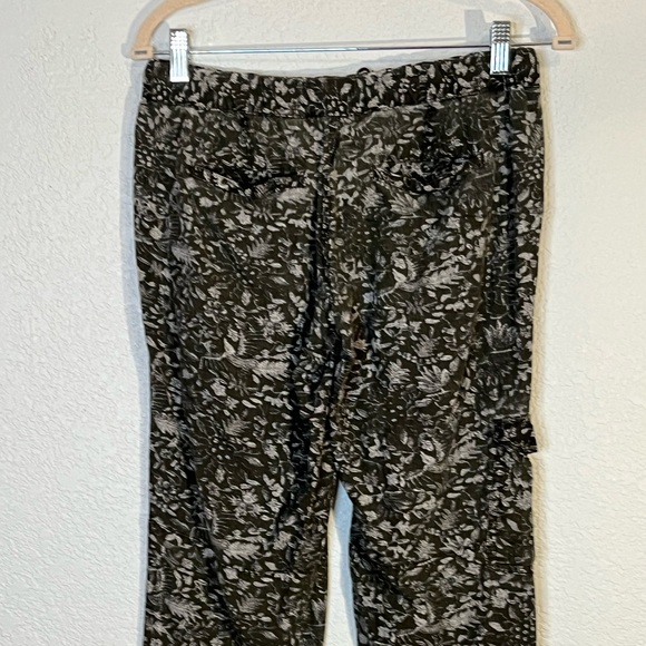 Anthropologie Hei Hei boho green & white floral lightweight pants Vacay Tropical - Picture 8 of 11